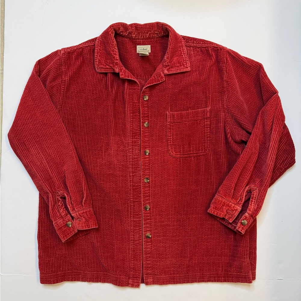 L.L. Bean Women's Corduroy Shirt Jacket - Deep Red 100% cotton